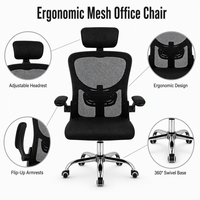 Chaise de bureau ergonomique à dossier haut en maille ALINUNU, directement de l'usine, avec accoudoirs rabattables