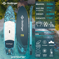 Skatinger - Planche à pagaie gonflable double action bleue de haute qualité, accessoire de surf et de paddleboard, pompe manuelle