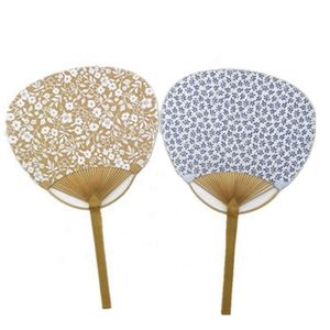 Factory Design Duplex Print <b>Pattern</b> Summer Bamboo Hand <b>Paper</b> Fan With Round Handle Paddle Fan Custom for Promotion Decoration - Product Image 1