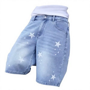 Mens High Waist Blue Denim Bermuda Shorts with Zipper Fly for Spring and Summer-Stylish and Simple to Match - Product Image 1