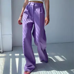 Новинка 2022 женские брюки палаццо с высокой талией Элегантные широкие брюки женские повседневные свободные офисные брюки большого размера 98