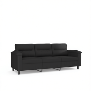 Sofá de 3 Plazas de Tela de Microfibra Negra con Patas de Metal, Diseño Moderno para Sala de Estar - Product Image 1