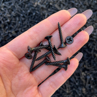 Vis pour cloisons sèches en acier au carbone, phosphatées noires, à filetage fin, pour plaques de plâtre, croisillons Phillips, mini-sets en boîte