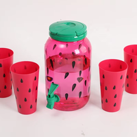 Carafe à eau en plastique de qualité alimentaire pour la maison, 3,8 L, portable, incassable, avec tasses