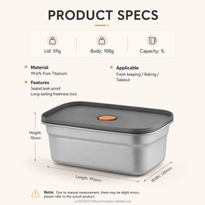 Titanium Food <b>Storage</b> Container Rectangle Airtight Clip-on Lid Fresh Keeping Fridge Travel Minimalist Design - Product Image 5