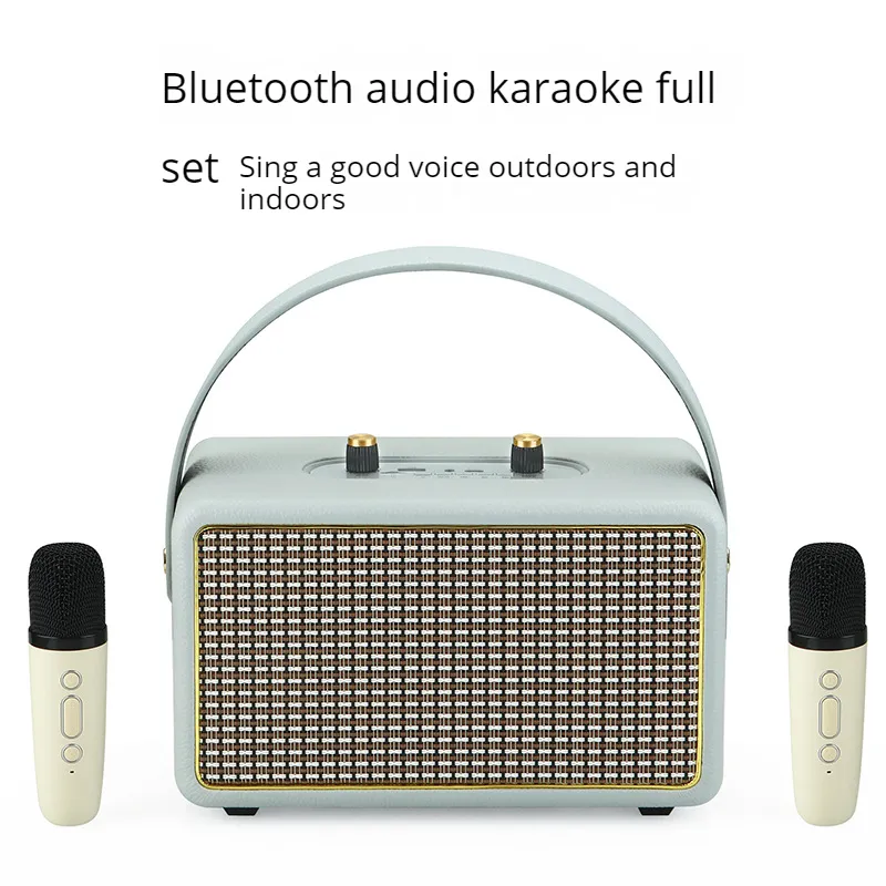 Set speaker Bluetooth pola kulit audio Bluetooth, kualitas suara tinggi, kayu portabel, penggunaan rumah, set Audio k Song baru