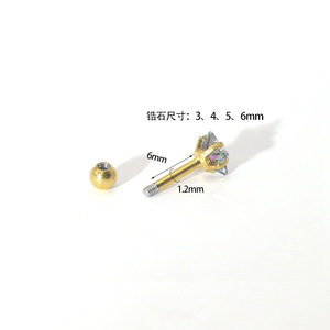 Star Zircon <b>Stud</b> <b>Earrings</b> Stainless Steel Silver Gold Rose Gold Prong Setting Ear Cartilage Jewelry Party Fashion Piercing - Product Image 2