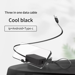 Câble de données de charge USB Type C plat rétractable 4 en 1 <span class=keywords><strong>avec</strong></span> support de téléphone - Product Image 2