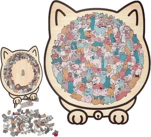 <span class=keywords><strong>Puzzle</strong></span> en <span class=keywords><strong>bois</strong></span> en forme de <span class=keywords><strong>chat</strong></span>, <span class=keywords><strong>puzzle</strong></span> en <span class=keywords><strong>bois</strong></span> coloré d'animaux, cadeau parfait pour les adultes, idéal pour les amoureux des chats, décoration d'intérieur - Product Image 1