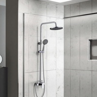 Système de douche de salle de bain moderne en laiton poli finition chrome, à jet de pluie, avec robinetterie chaud/froid pour hôtels et villas