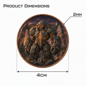 Moneda de Cobre Fino .999 con Diseño de <span class=keywords><strong>Golem</strong></span> de Piedra - Reliquia Coleccionable de Fantasía de 40mm - Moneda Artística de Construcción Antigua para Regalo y Decoración - Product Image 4