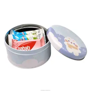 China supplier wholesale christmas tin packaging boxes colorful child proof food grade lunch metal tin round box for kids toy