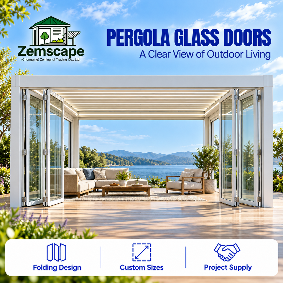 Aluminum Frame Folding Glass Enclosure System for Pergola Patio, Custom ...