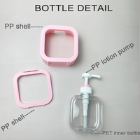 Özel Renk 300ml 500ml Şeffaf Kare PET Pompalı Şişe Yeniden Kullanılabilir El Dezenfektanı Duş Jeli Dağıtıcısı PP Pompalı