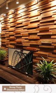 無垢材船モザイクモダンTV背景壁ログ装飾ボード隠し扉内装壁ホテルレストラン - Product Image 3