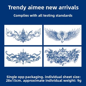 Tatouages temporaires imperméables à base de jus végétal, vente en gros directe usine, pour hommes et femmes, taille poitrine et épaule, autocollants de <span class=keywords><strong>tatouage</strong></span>, tenue 15 jours - Product Image 5