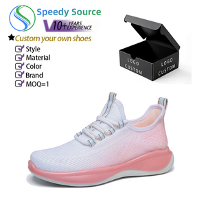 Femmes toutes saisons décontracté maille baskets léger respirant confort chaussures sans lacet fermeture mouche tricot supérieur éclairé marche - Product Image 1