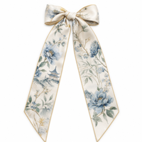 Écharpe en soie de luxe personnalisée pour femme, fine, longue et étroite, utilisable comme ruban pour cheveux, breloque de sac ou foulard pour queue de cheval