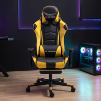 Fauteuil de Gaming Ergonomique avec Repose-Pieds en Cuir PU, Inclinable, Dossier Haut, Pivotant, Réglable en Hauteur (3 Positions à Gaz)