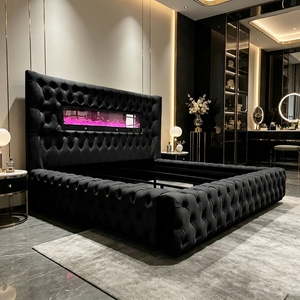 Wholesale Price Customized Bedroom Furniture <strong>Queen</strong> king <strong>Size</strong> Upholstered Soft <strong>Bed</strong> <strong>Frame</strong> with Fireplace - Product Image 2