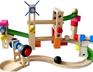 新到婴儿木制过山车轨道球游戏教育跟踪积木儿童玩具