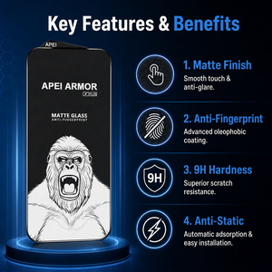 ฟิล์มกระจกนิรภัย AG Matte HD ป้องกันรอยนิ้วมือ ความแข็ง 9H สำหรับ <span class=keywords><strong>iPhone</strong></span> 18 17 16 15 Pro <span class=keywords><strong>Max</strong></span> /18 Ultra และ Samsung - Product Image 2