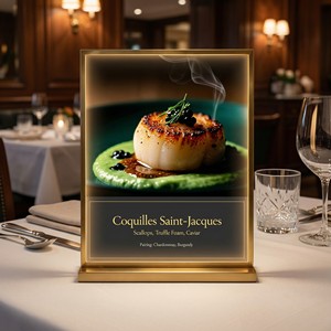 Nuevo Exhibidor de <span class=keywords><strong>Menú</strong></span> de Mesa con Marco Metálico de Lujo, Ultra Delgado, con Luz LED, para Restaurantes de Alta Cocina, Decoración de Hoteles - Product Image 1