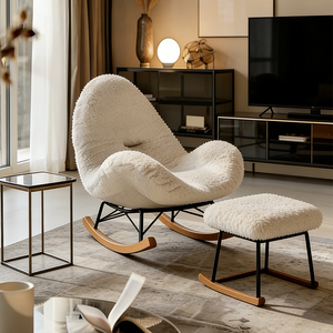 <span class=keywords><strong>Fauteuil</strong></span> <span class=keywords><strong>à</strong></span> <span class=keywords><strong>bascule</strong></span> moderne en polaire Teddy avec ottoman, canapé paresseux ergonomique en fausse <span class=keywords><strong>fourrure</strong></span>, <span class=keywords><strong>fauteuil</strong></span> confortable pour le salon, siège d'appoint - Product Image 1