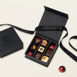 Thân Thiện Với Môi Cấp Thực Phẩm Biểu Tượng Tùy Chỉnh Dubai Sang Trọng Truffle Quà Tặng Bao Bì Cứng Nhắc Giấy Từ Đóng Cửa Sô Cô La Hộp Với Ribbon - Product Image 2