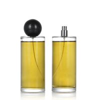 Flacon de parfum en verre cylindrique minimaliste de luxe, flacon vide pour vaporisateur de parfum avec couvercle noir, logo personnalisé pour hommes et femmes