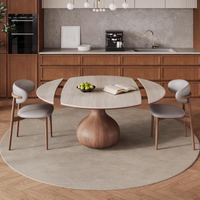 Nouveaux modèles 2026 : Ensemble table et chaises rondes extensibles en marbre, mobilier moderne pour la maison