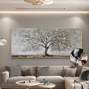 Arte Mural Enmarcado de Árbol de Banyan, Pintura Abstracta en <span class=keywords><strong>3D</strong></span> con Textura, Pintura al Óleo Hecha a Mano para Sala de Estar, Pintura Decorativa de Naturaleza sobre Lienzo - Product Image 1