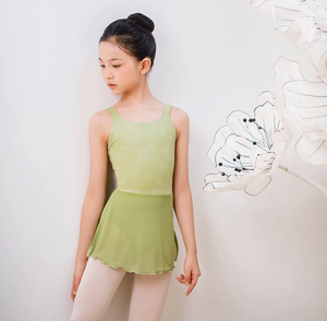 Justaucorps de ballet pour filles à bretelles larges, imprimé brodé, tenue de gymnastique, robe de danse légère en maille pour tout-petits - Product Image 4