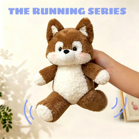 Peluche renard personnalisée de la série Soft Running avec membres mobiles et salopette en jean, poupée renard réaliste pour la vente en gros OEM