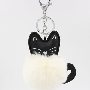 Dessin animé Kitty moelleux <span class=keywords><strong>pompon</strong></span> <span class=keywords><strong>porte</strong></span>-clés en plastique souple chat peluche <span class=keywords><strong>porte</strong></span>-clés sac breloques bricolage Animal fourrure Pom Pom <span class=keywords><strong>porte</strong></span>-clés - Product Image 6