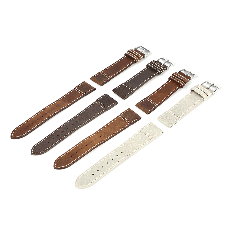 OEM ODM Italian Calf Leather Machine Stitched 2-3mm Thickness 16-22mm Band Width Mult Size Quick Release Watch Strap for