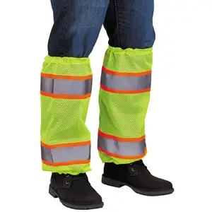定制高可见度裤子反光黄色透气男女通用安全工作服网眼腿绑腿