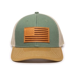 OEM personalizado de alta calidad de 6 paneles de bajo perfil de algodón de malla curvada gorra de camionero gorras de camionero con parche de cuero - Product Image 2