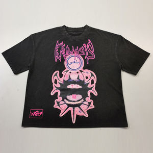 Luxe en relief biologique personnalisé 100% coton blanc sans couture Anime poids lourd surdimensionné recadrée Boxy Fit t-shirt - Product Image 2