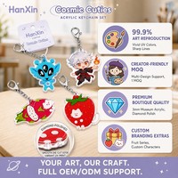 Porte-clés en acrylique personnalisés HanXin Boutique Cosmic Cuties, série Fruits et Aliens, vente en gros, fournisseur d'usine, en vrac