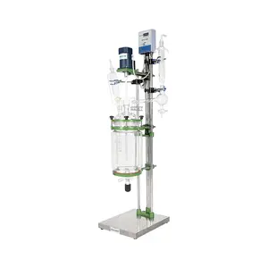 Yhchem 1-5L phòng thí nghiệm quy mô lò phản ứng Hình trụ cao Borosilicate hai lớp kính lò phản ứng