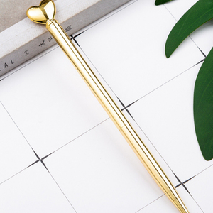 Logotipo personalizado de oro y de plata chapado en oro rosa negro varios slim color pluma de metal de los niños bolígrafo con forma de corazón en la parte superior - Product Image 3