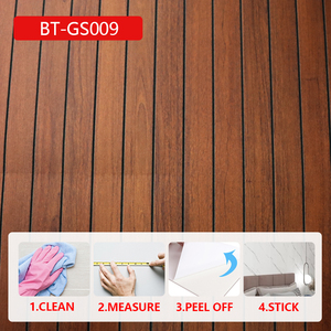 ファッションウッドグレイン自己粘着防水IXPE溝付き3Dグリルウォールパネル装飾ステッカー（キッチン壁装飾用） - Product Image 2