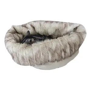 ECO-FRIENDLY Recycled Indoor Soft Multi-colors Portable Removable Round Cozy Pet Cat Luxury Cave Sleeping Beds For Dog