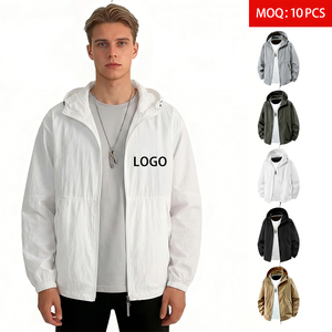 Men's UPF50+ Sun Protection Loose Fit <strong>Long</strong> Sleeve Windbreaker <strong>Hoodie</strong> 100% Nylon Lightweight Quick Dry Custom Logo - Product Image 1