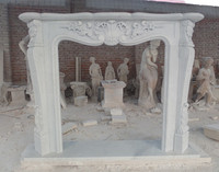 Cheminée d'intérieur de style européen sculptée à la main Cheminée en marbre blanc décorative autoportante Style de designer