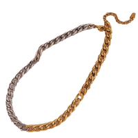 Collier chaîne cubaine bicolore Gaovo en acier inoxydable anti-ternissement, bijou ras-du-cou unisexe tendance pour le quotidien et les soirées