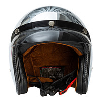 Casque de moto unisexe 3/4 rétro de style américain en ABS avec double visière et coque plaquée argent pur