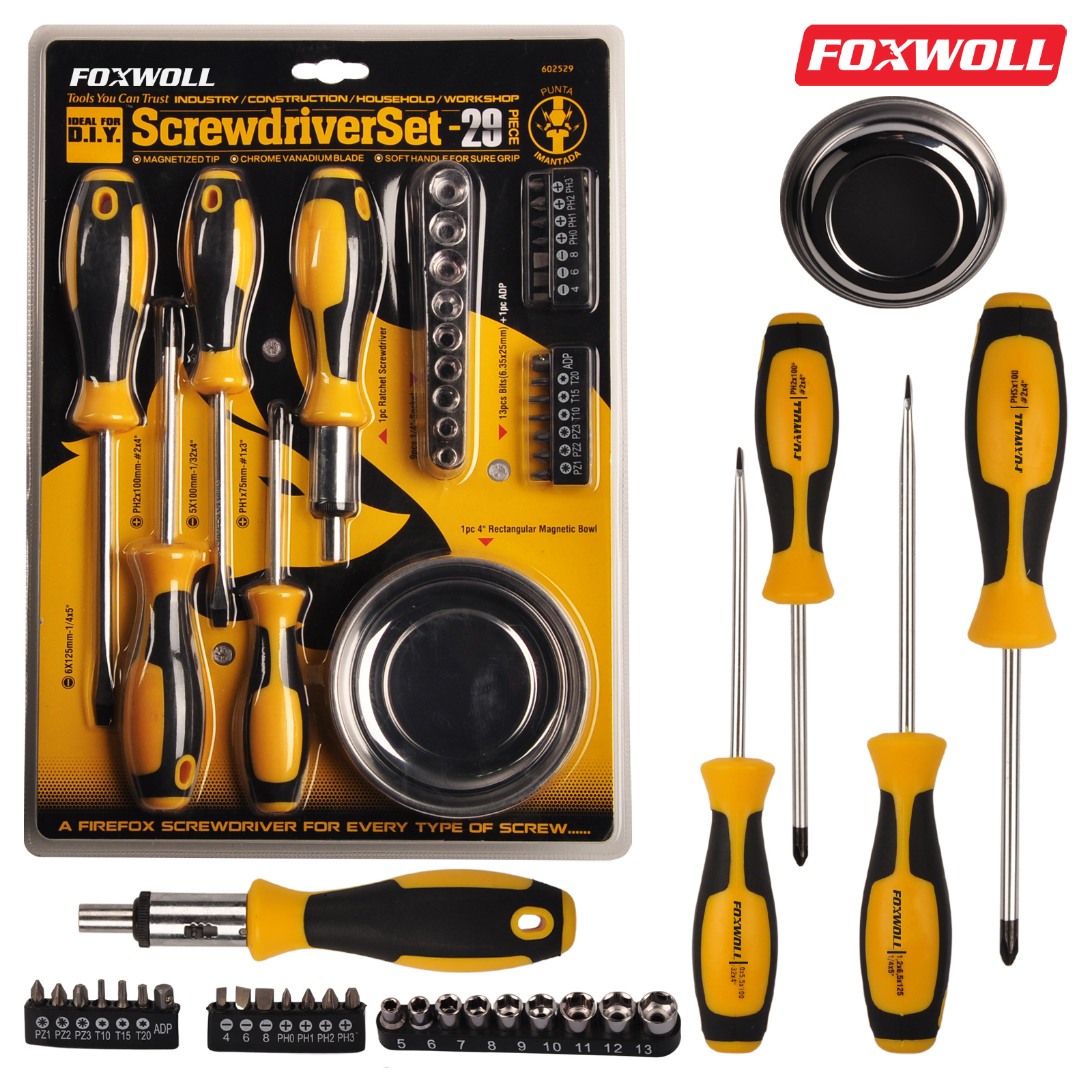 Набор отверток с храповым механизмом, 29 шт.