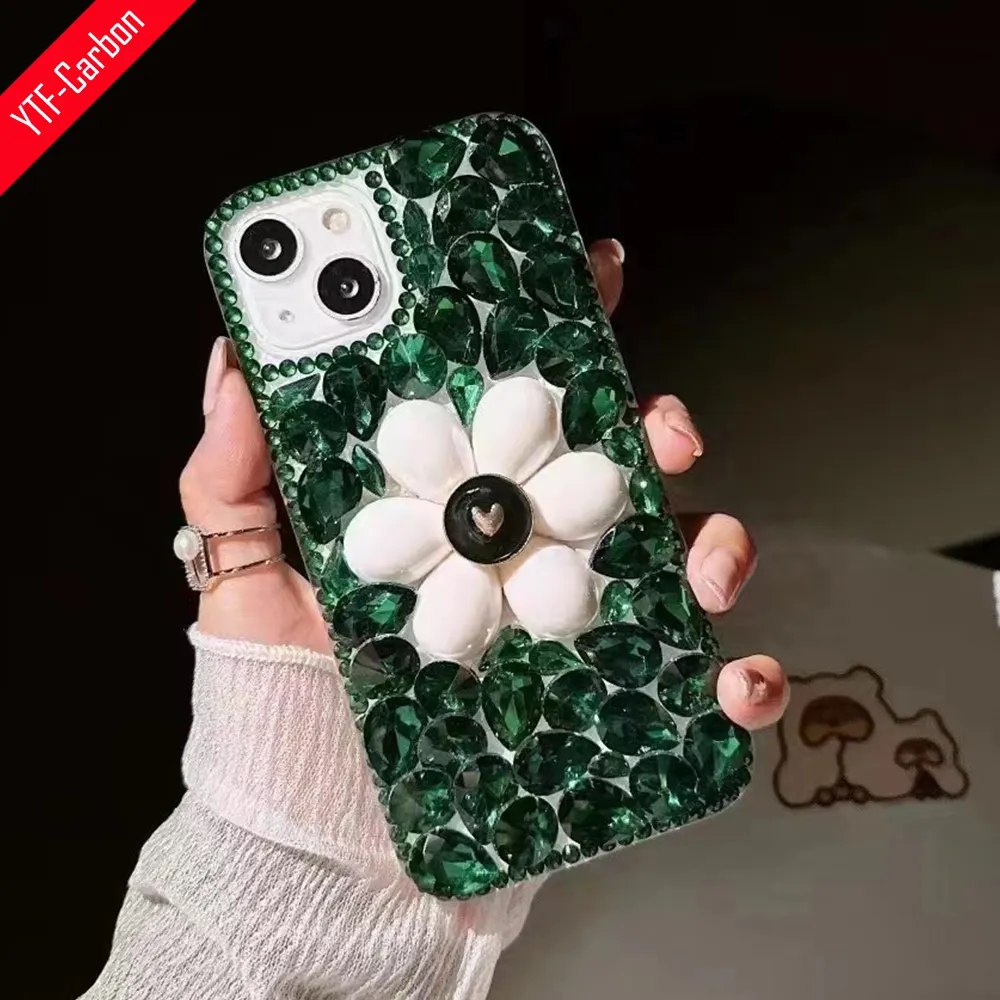 Ytf-karbon Iphone12pro Max için kılıf lüks moda lady rhinestone elmas diy iphone 12/13/14/15 vaka